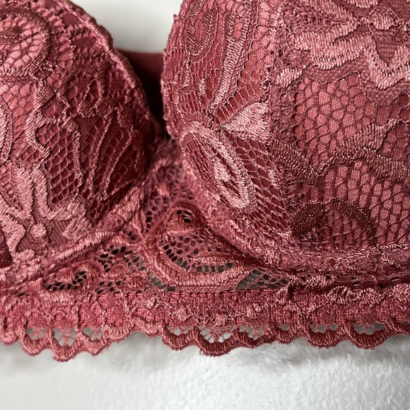 Sophie B. Lace Floral Push Up Underwire Sexy Lingerie Bra Pink Mauve 32 A - Picture 3 of 7